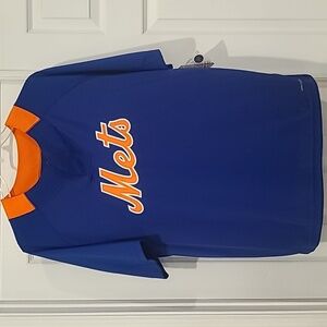 NWT Mens NY Mets Blue/Orange 2 Btn Snap Stretch Smock Warm-up Jersey Sz: XL